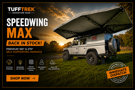 TUFFTREK speedwing max 270 degree self supporting wing awning in stock on land rover
