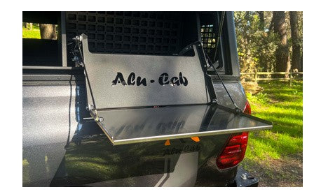Alu-Cab Foldable Canopy Table with integrated Bamboo Cutting Board
