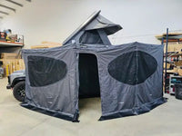 tufftrek speedwing max 270 self supporting wing awning with ptional side walls setup n a defender 110
